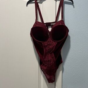 Daisy Fuentes Deep Red Lace Bodysuit